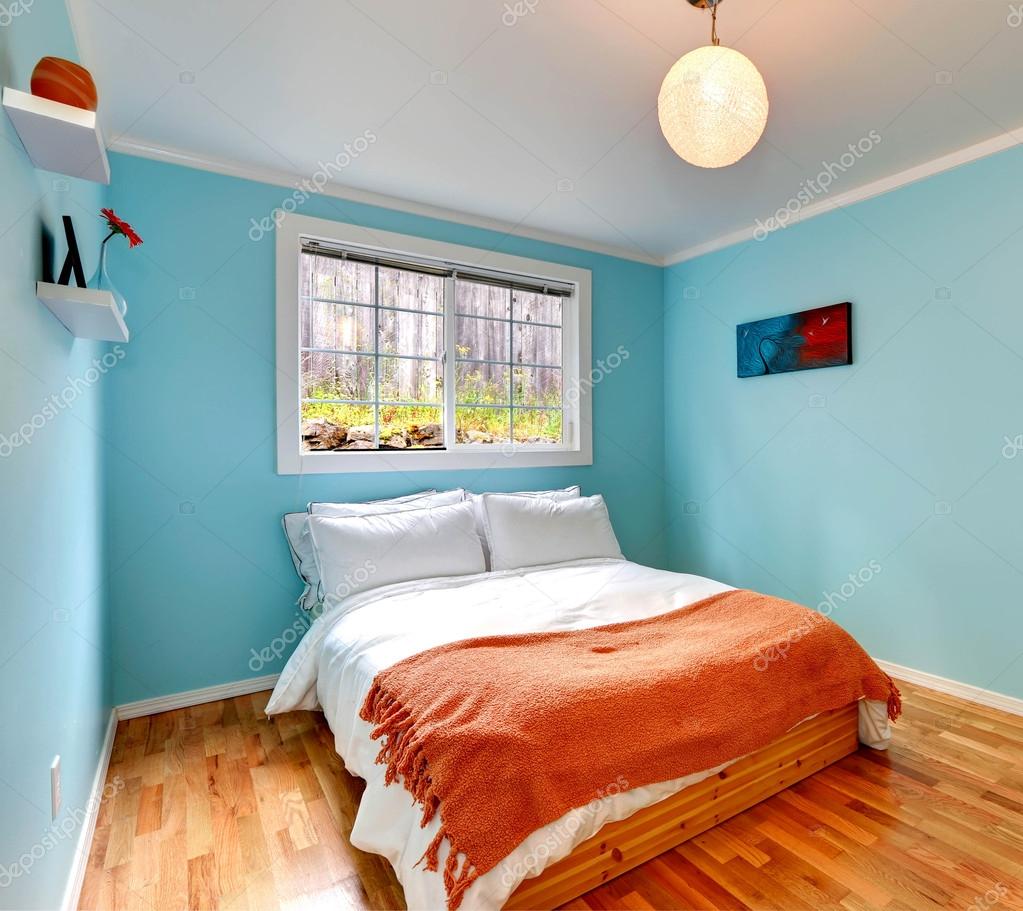 Cozy Bedroom In Light Blue Color Stock Photo C Iriana88w