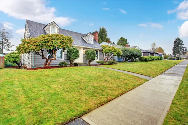 Authentic gray house with yard. — Stock Photo, Image