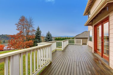 Beautiful backyard with deck.