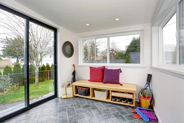 Small back room with sliding glass door. — Stock Photo, Image