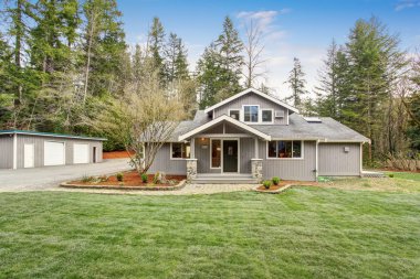 Otantik Amerikan ev çim ile.