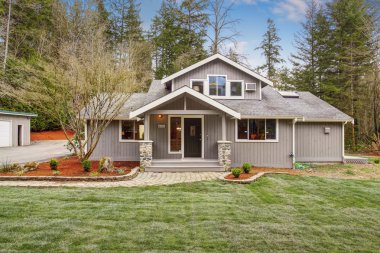 Otantik Amerikan ev çim ile.