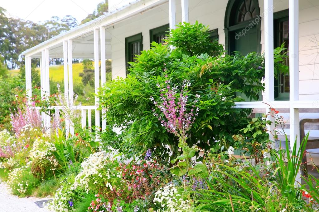 Garden near porch at Kemp House is New Zealand's oldest buildi