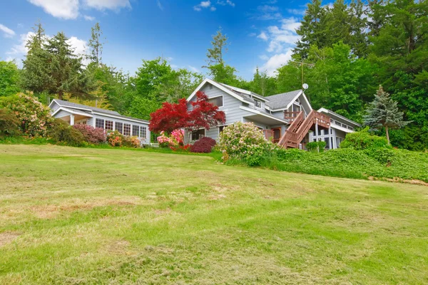 Belle maison américaine avec beaucoup d'herbe . — Photo