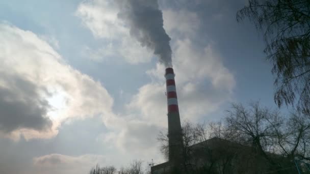 Bir Elektrik Santralinin Piposu Tütütüyor Çevre Kirliliği — Stok video