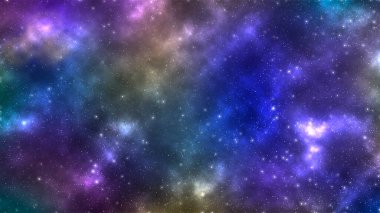 soyut uzay arkaplanı, yıldızlı renkli ve parlak gökada, illüstrasyon
