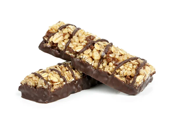 초콜릿이 단백질 막대가 흰색으로 분리되어 — 스톡 사진
