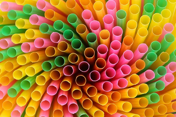 Close Colorful Drinking Straws Top View — Stock Photo, Image