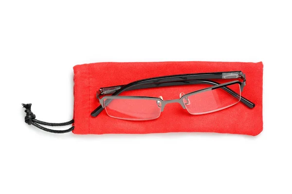 Nuevas Gafas Oculares Estuche Rojo Aislado —  Fotos de Stock