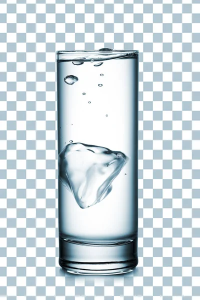 Vidro Água Com Cubo Gelo Isolado Transparência — Fotografia de Stock