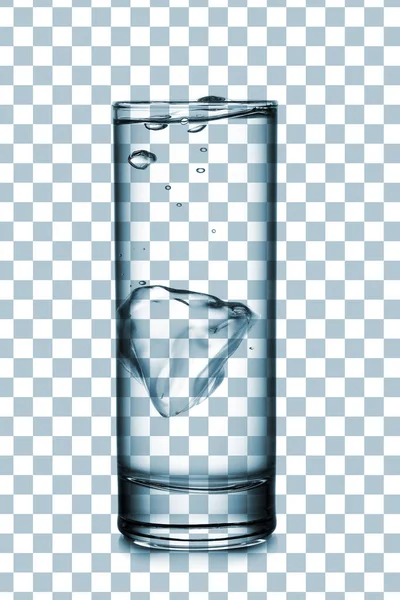 Bicchiere Acqua Con Cubetto Ghiaccio Isolato Sulla Trasparenza — Foto Stock