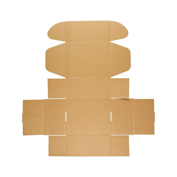 Open Carton Box Flaps Lid Isolated White — Photo