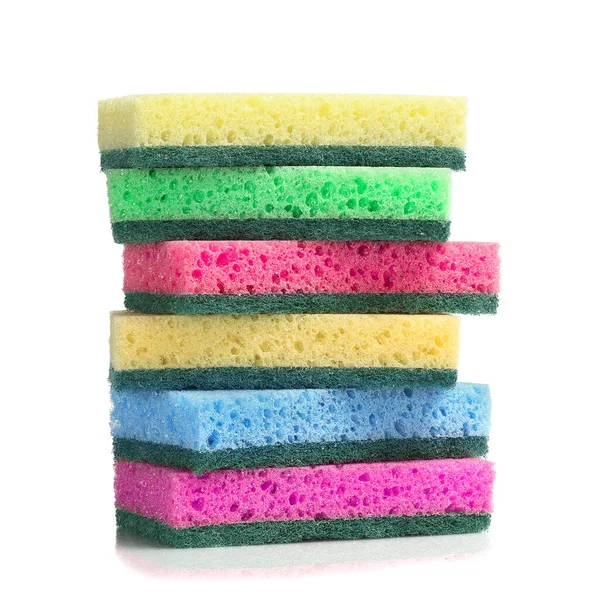 Colorful Kitchen Sponges Isolated White — Stock Photo, Image