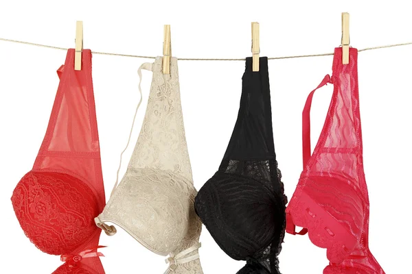 Bras on clothesline — Stock Photo, Image