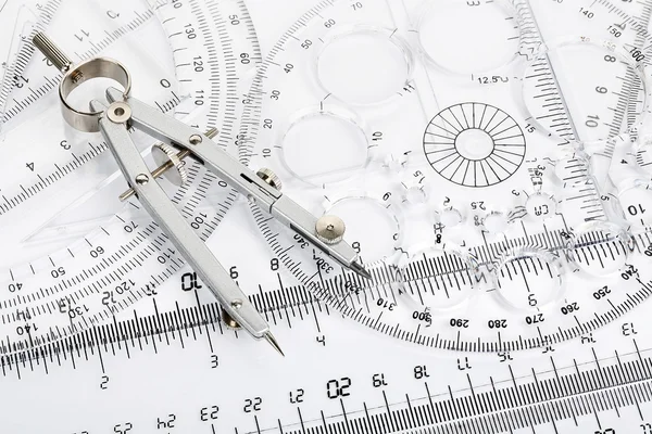 Compass and rulers — Stock Photo, Image
