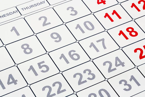 Calendario en blanco primer plano — Foto de Stock