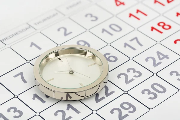 Relógio no calendário — Fotografia de Stock
