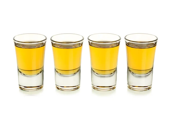 Vier Whiskey-Shots — Stockfoto