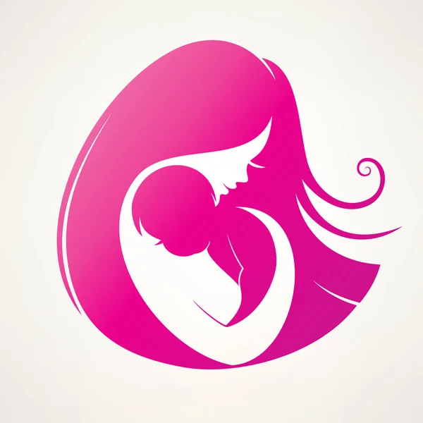 Moeder en baby gestileerde vector symbool — Stockvector