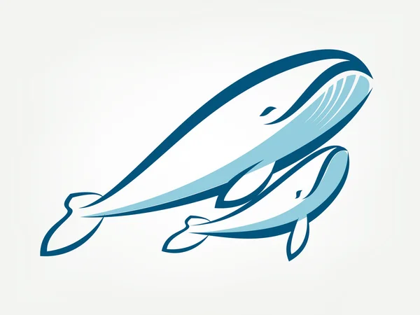 Símbolo de vector familia ballena — Archivo Imágenes Vectoriales
