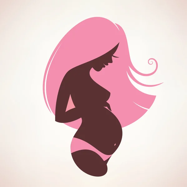 Happy pregnant woman silhouette — Stock Vector