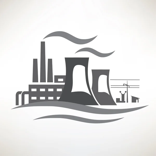 火力发电厂，传统电力生产图标 — 图库矢量图片