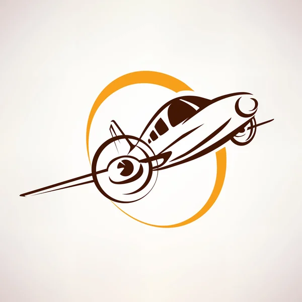 Símbolo avión, avión ligero estilizado icono vector — Vector de stock