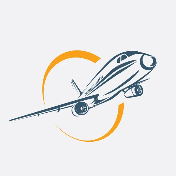 Airplane symbol, aircraft stylized vector icon — Stock Vector