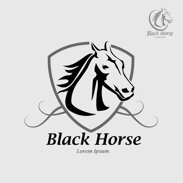 Paard hoofd gestileerde schets, retro embleem symbool — Stockvector