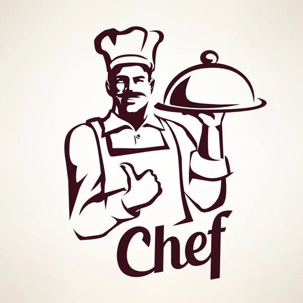 Chef stylized vector portrait, culinary and restaurant retro emb - Stok Vektor