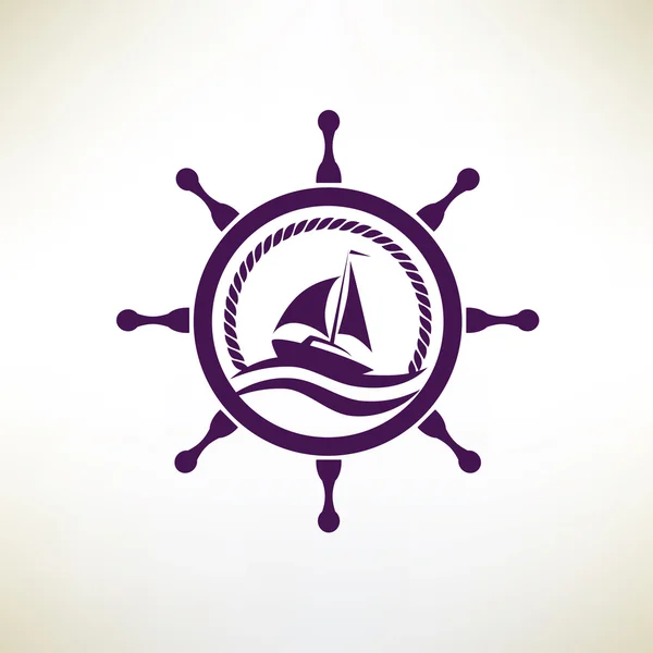 游艇符号，帆船和旅行的概念 — 图库矢量图片