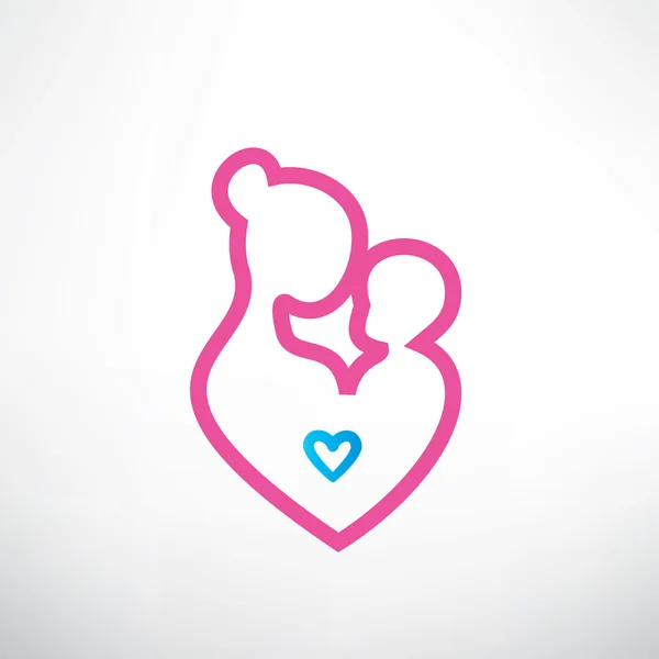Mãe e bebê símbolo em forma de coração — Vetor de Stock