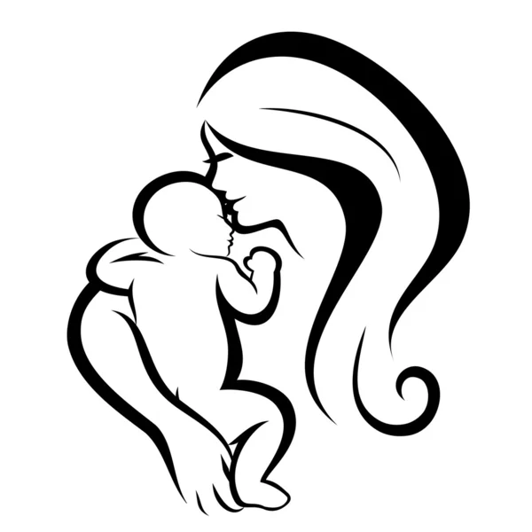 Mother and baby stylized vector symbol — Stock Vector