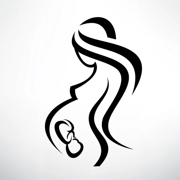 Symbole de femme enceinte, croquis vectoriel stylisé — Image vectorielle