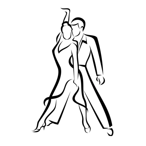 Danse de couple, décrit les croquis de vecteur — Image vectorielle