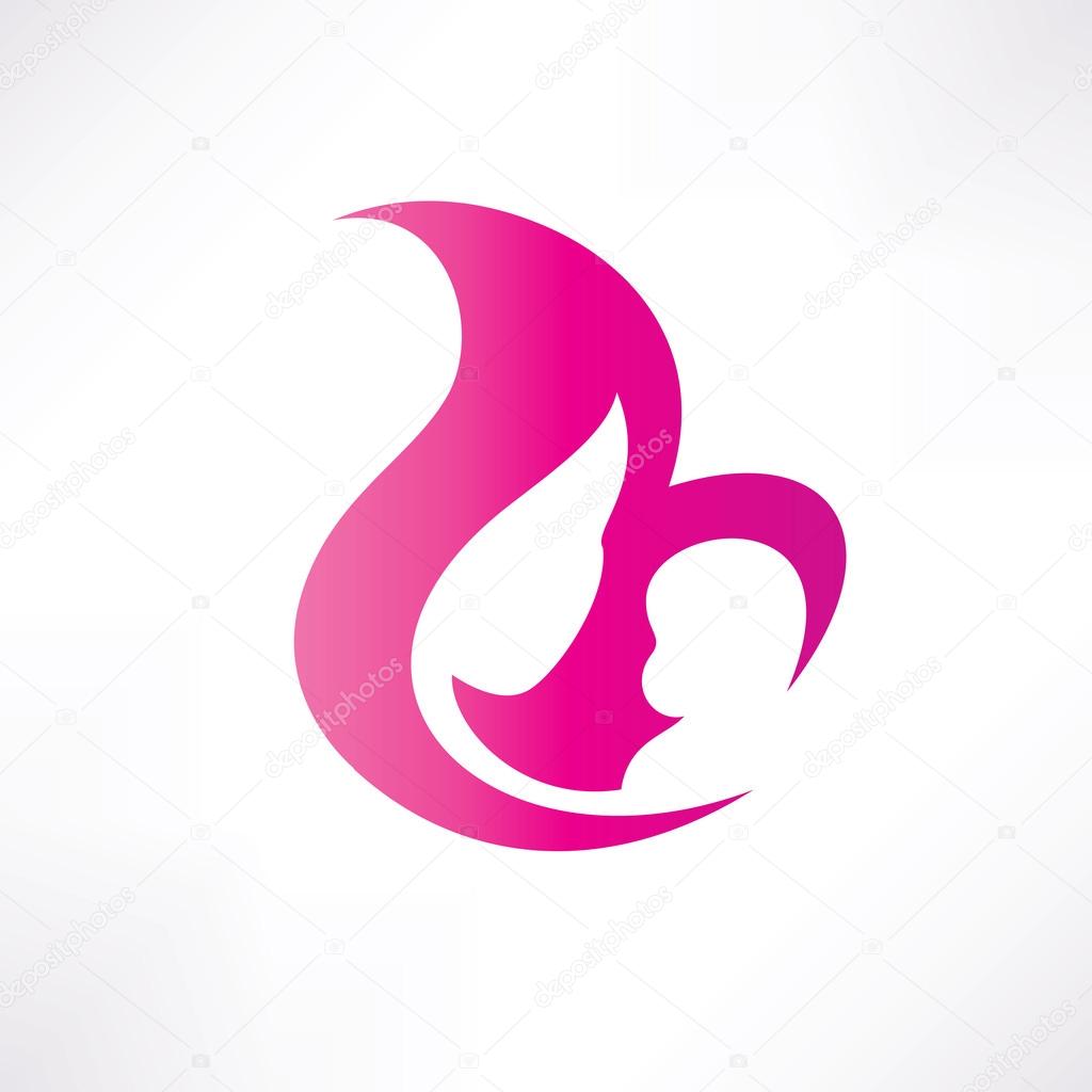 mom and baby stylized vector symbol