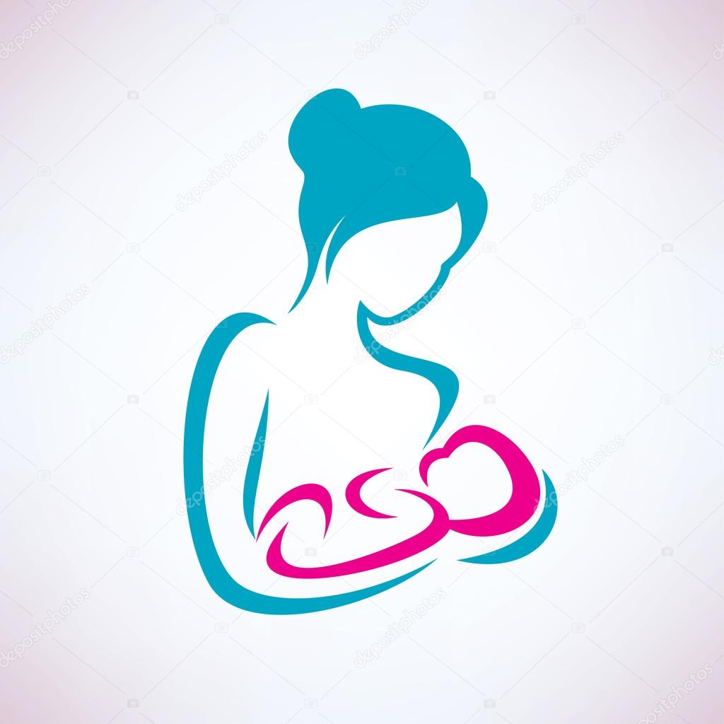 mother and baby stylized vector symbol