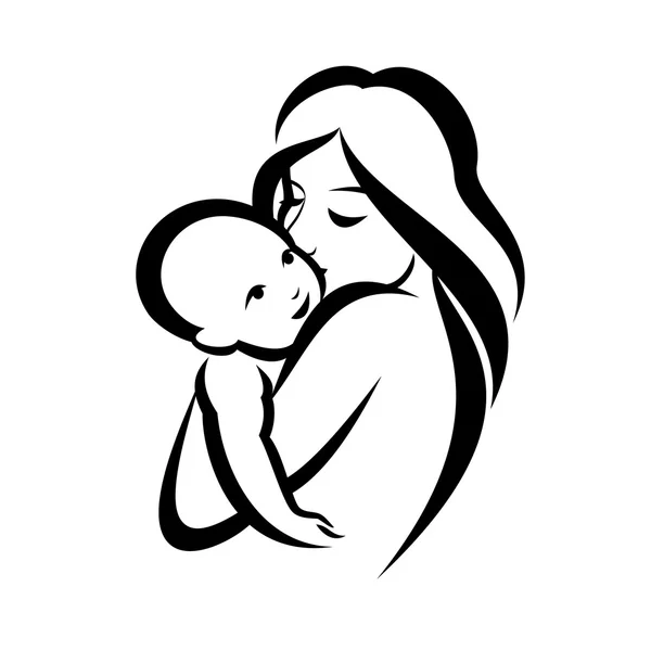 Mother and baby stylized vector symbol — Stock Vector