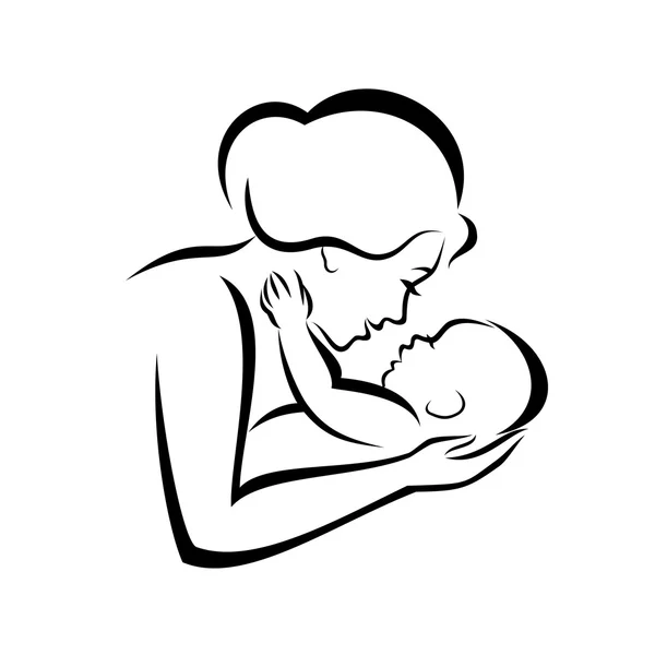 Mother and baby stylized vector symbol — Stock Vector