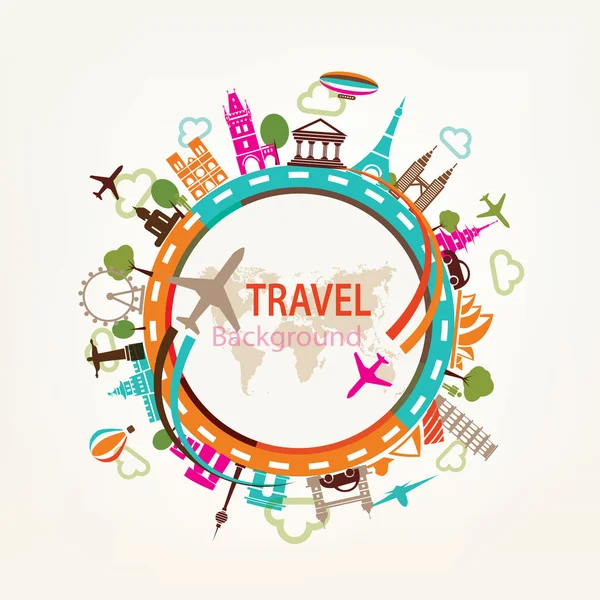 World travel, landmarks silhouettes icons set — Stock Vector