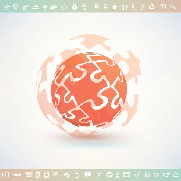 Globe gemaakt van puzzel piecies, business en technologie concept — Stockvector