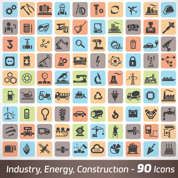 Big set of industry, engineering and construction icons and symb - Stok Vektor