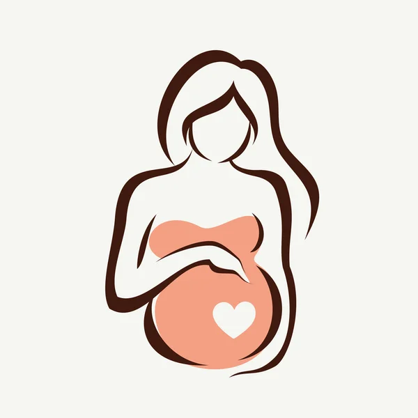 Symbole de femme enceinte, croquis vectoriel stylisé — Image vectorielle