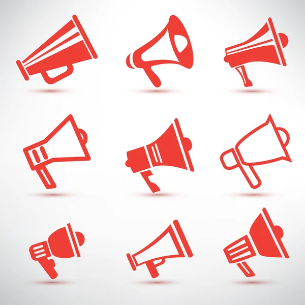 Set of megaphone, loudspeaker isolated symbolsl and icons — Stock Vector