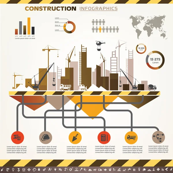 Building and construction infographics, vector icons set, design — Stock Vector