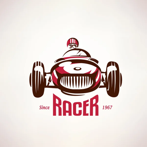 Coche de carreras Retro, vintage vector símbolo, emblema, plantilla de etiqueta — Archivo Imágenes Vectoriales