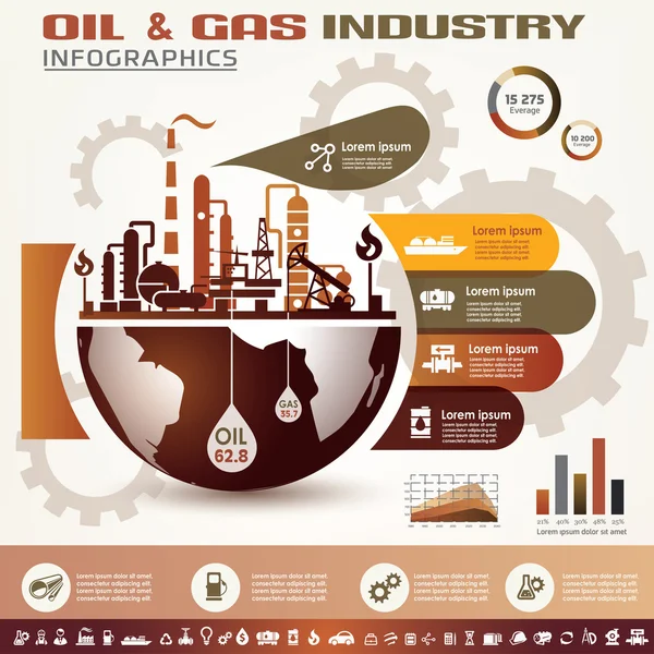 Olie en gas industrie infographics Rechtenvrije Stockvectors