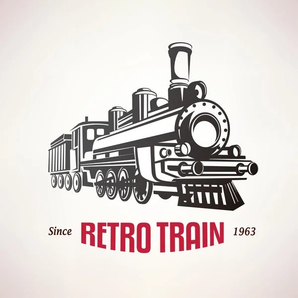 Ретро поїзд, вінтажний векторний символ, емблема, шаблон етикетки Стокова Ілюстрація