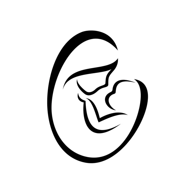 Mère et son symbole vecteur bébé, isolé — Image vectorielle