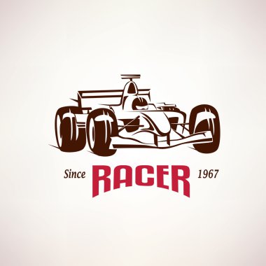 formula racing car emblem, race bolide symbol clipart